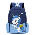 Deep blue toddler backpack with a cute white unicorn design and yellow wings - Pegasus Sky Blue