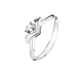 Sterling silver deer antler ring with round cut gemstone on a wavy band - Deer Antler Style (JZ107) / Silver
