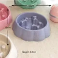 Slow feeder dog bowl in mint green plastic with bone-shaped pattern, 18cm diameter - Wheat Straw / Blue