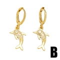 Orecchini a cerchio a forma di delfino in oro 18k con pavé di zirconi bianchi - Delfino Dorato