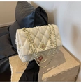 Classic cream quilted leather crossbody bag with golden floral turn-lock and chain strap - fh8337 Series / Off White