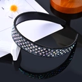 Sparkling multi-color rhinestone headband on a black base with anti-slip design - Big Navy Blue Rhinestone