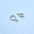 Set of two teardrop crystal pendants with polished gold-plated borders for jewelry making - White