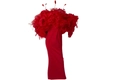 Elegantes rotes trägerloses Bandage-Partykleid mit luxuriösem Federausschnitt auf weiß - XS / Rot
