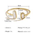 18K gold plated stainless steel open bangle with irregular pearl and zircon stone - Baroque Pearl Zircon Open Bangle SB040111 / Gold