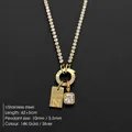 Elegant 14K gold-plated stainless steel necklace with crystal and letter N charm pendant - Letter N (XNL0116)