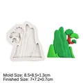 Molde de silicona para decoración de tartas paisaje chino, B164, tamaño 8,5x8,5x1,3 cm - Montaña Chino (B164) / Gris