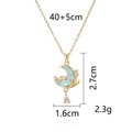 Titanium steel golden moon necklace with light blue inlay and sparkling droplet pendant - Light Blue Bright Moon Spirit Pendant