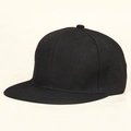 Classic plain black flat brim hip hop hat in twill cotton fabric for outdoor sports - Black
