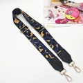 Adjustable crossbody wide shoulder strap with blue and orange leopard print and gold hooks - Dark Blue Leopard Strap