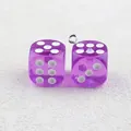 Purple transparent acrylic dice pendant with metal loop for DIY creative keychains - Medium Purple