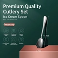 Polished silver stainless steel ice cream spoon with 13.2cm length measurement - Ice Cream Spoon
