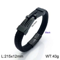 Bracelet pour homme en cuir tressé noir mat avec fermoir magnétique en acier inoxydable - Style B (KB137412-KFC)