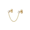 S925 Silber Doppel-Ohrstecker mit Perlenkette in Gold für einen minimalistischen Stil - 13(Einzeln)-Gold Doppel Piercing Perlenkette