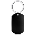 Minimalist black titanium steel rectangle keychain pendant with polished silver ring - Blank / Keychain / Black