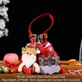 Christmas burlap gift bag with 3D Santa Claus character, red linen style, 22x19cm size - Burlap Bark Pattern Apple Bag Santa Claus