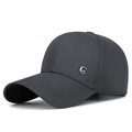 Classic dark gray business baseball cap for men with a silver circular metal logo - Adjustable / Gray
