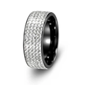 8mm stainless steel ring featuring 5 rows of cubic zirconia with black interior finish - US 6 / Black