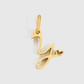 Pendentif lettre Y cursive en acier titane doré poli avec un petit motif cœur - Lettre Y