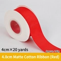 Solid red matte cotton ribbon roll, 4cm wide for gift wrapping and floral bouquets - Matte Cotton Silk / 4.0cm Wide * 20 Yards / Red