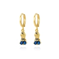 Golden doll earrings with yellow spherical head and blue zircon dress on white background - Yellow Gemstone Doll (Style 21)