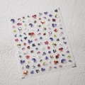 3D Bunte Blumen-Nagelaufkleber mit irisierendem Finish und Kleberücken, Modell M-345 - Fünfblättriges Blumen-Stil (M-348)