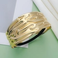 Metallic molten-style ponytail holder in gold finish with black elastic band - Style 16 (Gold Fluid Art)