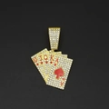 Vergulde hiphop-halsketting met poker royal flush hanger en fonkelende strassteentjes - Losse Hanger / Goud