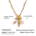 Detailed size chart of 18K gold plated stainless steel necklace with ocean charms - Ocean Style Seahorse Shell Pearl Necklace (YYN025279)