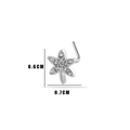 Silver star-shaped nose stud with shimmering zircon stones measuring 0.7cm by 0.6cm - 7# Star/Leaf Style / Silver