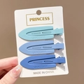 Three-piece gradient blue matte metal hair clips on a white hanging display card - Matte Blue 3-Piece Set / Blue Series