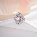 Eleganter silberner Sonnenblumen-Ohrstecker mit rosa Zirkonia und klaren Akzenten - Hellrosa (Einzeln)