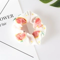 Close-up of white chiffon scrunchie featuring cute red watermelon and yellow polka dots - 01# Grapefruit