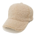 Winter faux fur baseball cap in beige fleece, warm plush headwear for outdoor activities - M(56-58cm) / Camel