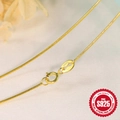 Goldene S925 Sterlingsilber Schlangenkette Halskette mit hochwertigem Punzendetail - 40CM / Goldene runde Schlangenkette