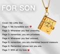 Golden titanium envelope book locket necklace for son with engraved heart pattern - 24 Gold Hands Son Style