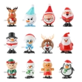 12-piece Christmas wind-up toy set featuring Santa, reindeer, penguin and snowman - Christmas Wind Up 12pcs Set M