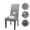 Waterproof PU leather chair cover in grey with scratch resistant and stretchable fabric - Gray