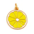 Miniature lemon slice pendant charm with yellow enamel and golden metal plating - Lemon Slice Shape (M158982-Lemon)
