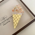 Pince à cheveux mignonne en forme de glace en acétate avec motif d'été coloré - Jaune (10.8cm)