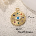 Macro detail of gold Evil Eye pendant with colored gemstones and dimensions 25x20mm - A0277-Round Zirconia (25x20mm)