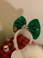 Christmas headband featuring a green glitter bow with Merry Christmas lettering - 2# Christmas Headband-Green Sequin Bow