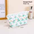 Beauty case trapuntato a fiori bianchi con pizzo e cerniera, 22,5x8x12cm - Borsa Esagonale Verde