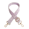 Adjustable purple and white woven shoulder strap with gold metal buckles for bags - A1 Purple