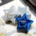 Pentagon star velvet jewelry box in royal blue and light gray with a diamond ring - 5.5*5cm / Dark Blue