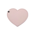 Pink heart-shaped PU leather folding cosmetic mirror with elegant edge stitching detail - Rose Pink