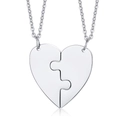 Silver puzzle heart necklace set with two polished stainless steel friendship pendants - Steel Silver Single Pendant (No Chain)