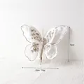 White glitter double-layered Christmas butterfly decoration with clip, 23cm x 18cm size - White