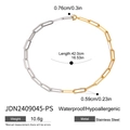 Two-tone stainless steel paperclip chain necklace with gold and silver split design - Mixed Width Two-Tone Paperclip Chain (JDN2409045-PS)