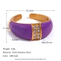 18K gold-plated stainless steel ring with purple enamel and AAA zircon stones dimensions - Gold Purple